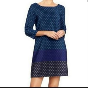 Old Navy. 3/4 Sleeve Blue Polka Dot Shift Dress